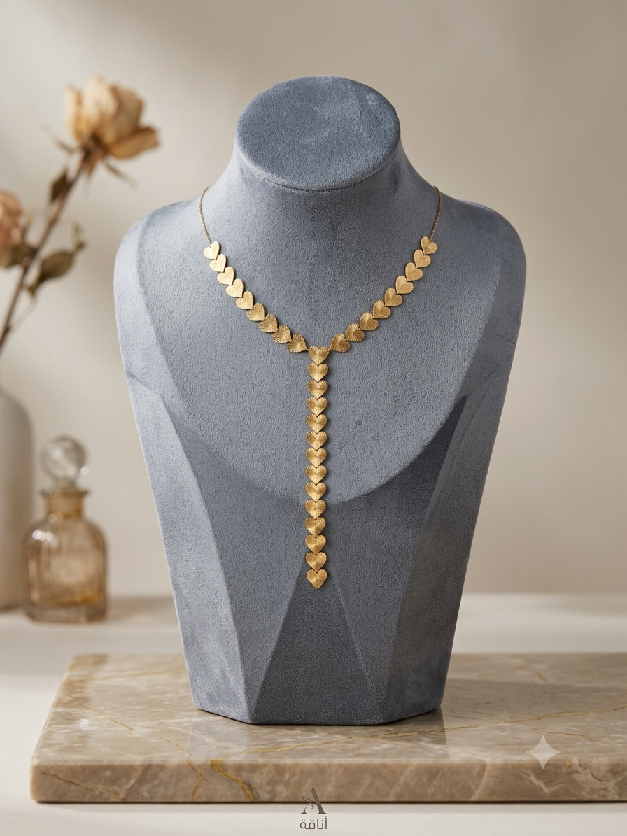 Golden Cascade Hearts Necklace