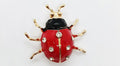 Elegant Gold-Tone Ladybug Brooch with Red Enamel and Sparkling Crystal Accents – Vintage Style Fashion Pin