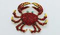 Vintage Red Crystal Crab Brooch – Gold-Tone Statement Pin
